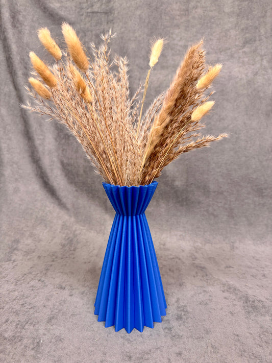 Linea Kék Bordázott Váza 23 cm - PLA Műanyag