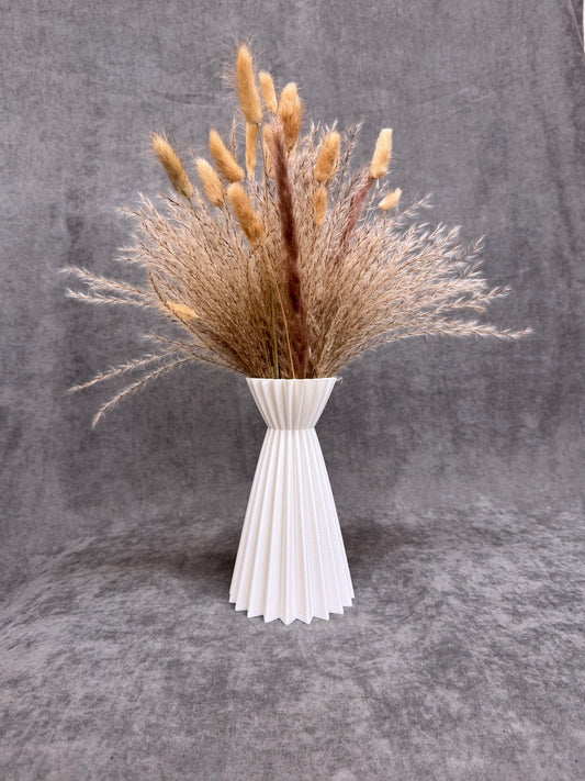 Linea Fehér Bordázott Váza 23 cm - PLA Műanyag