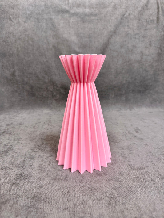 Linea Rózsaszín Bordázott Váza 23 cm - PLA Műanyag