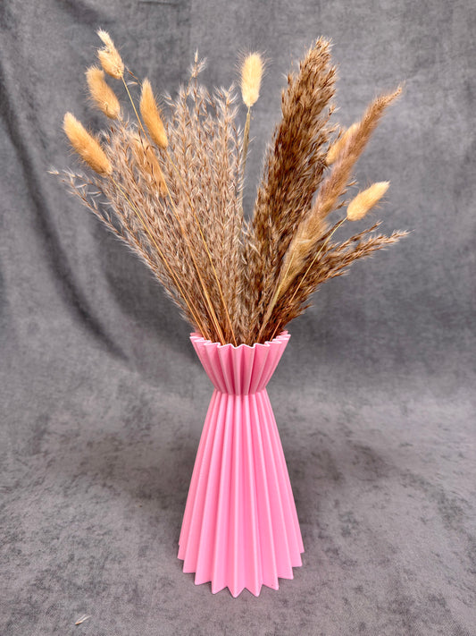 Linea Rózsaszín Bordázott Váza 23 cm - PLA Műanyag