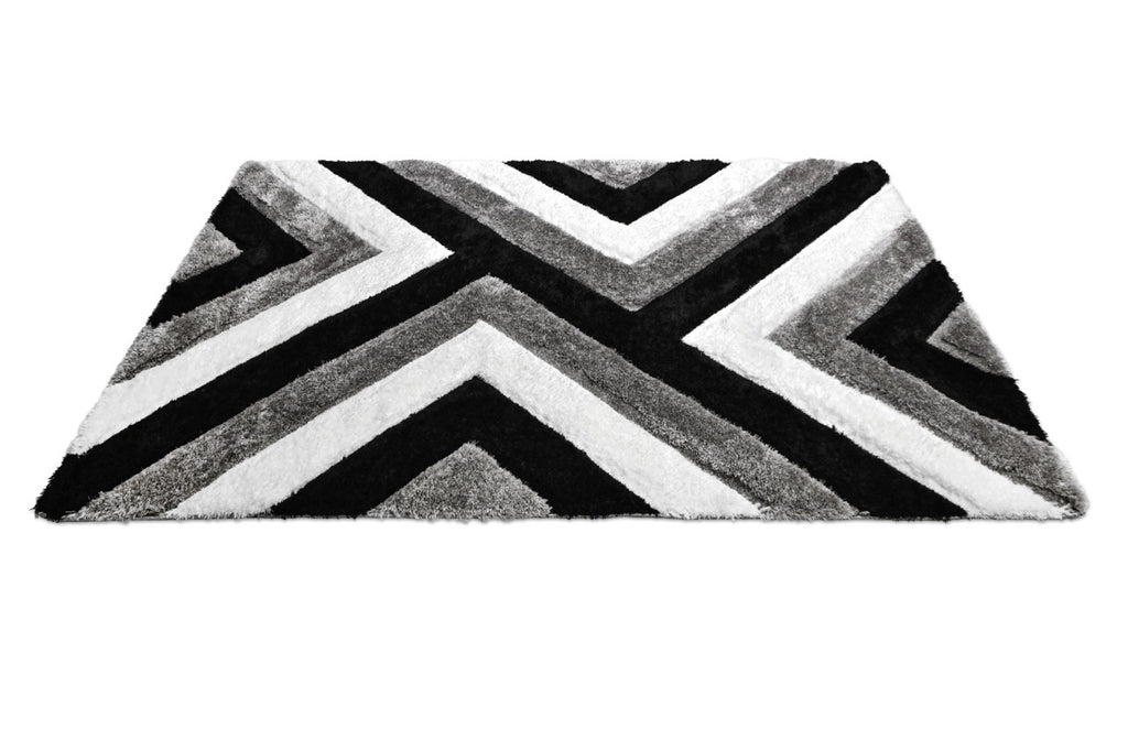 California 3D Háromszöges Grey - Black Szőnyeg 200 x 280 cm Huzziyas Home