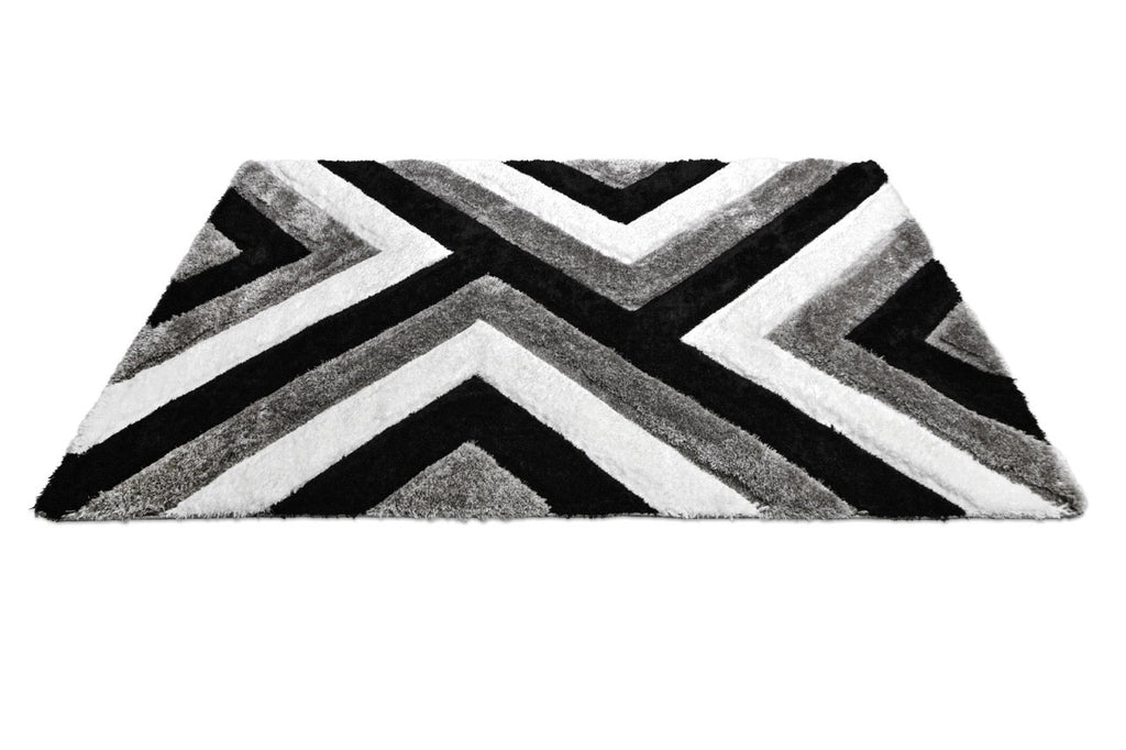 California 3D Háromszöges Grey - Black Szőnyeg 60 x 110 cm Huzziyas Home