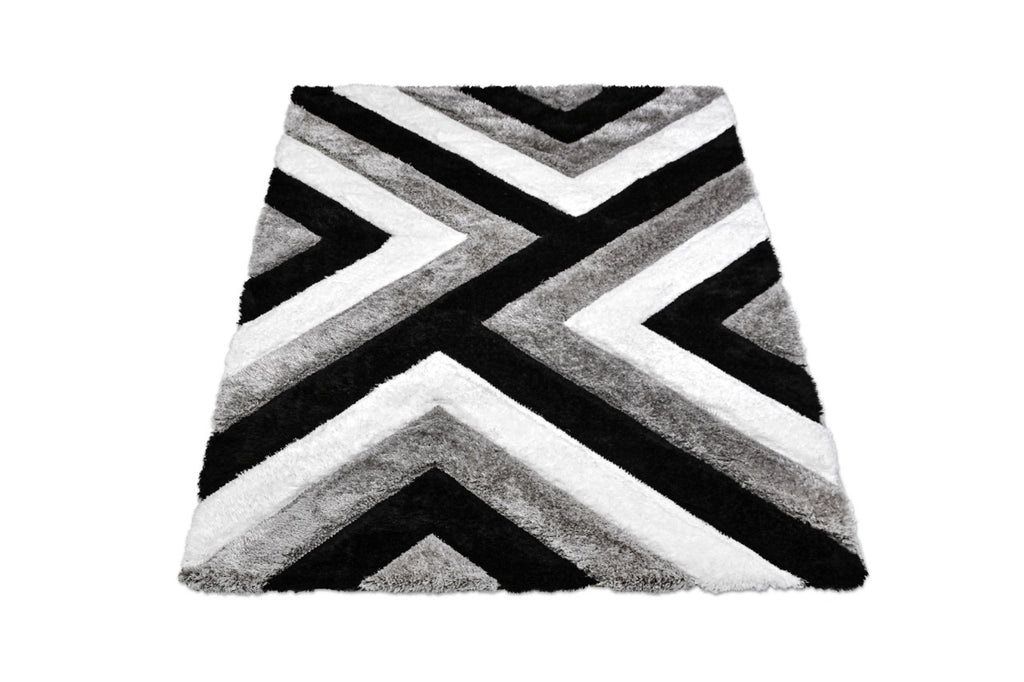 California 3D Háromszöges Grey - Black Szőnyeg 200 x 280 cm Huzziyas Home