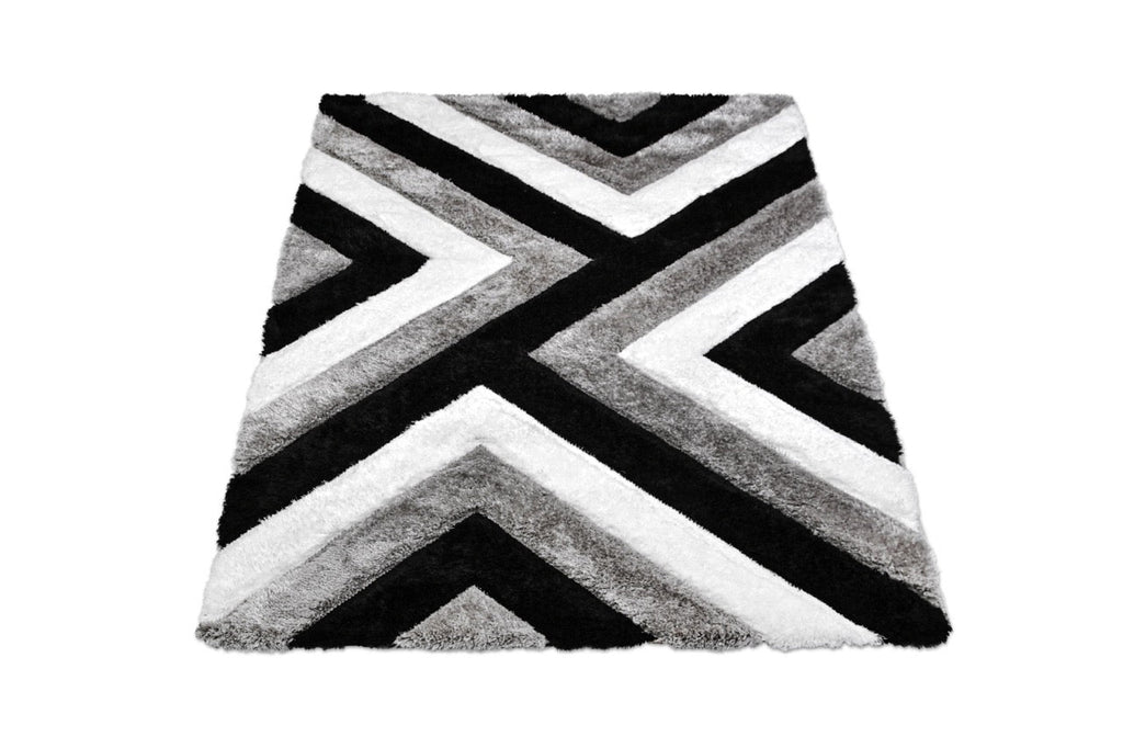 California 3D Háromszöges Grey - Black Szőnyeg 60 x 110 cm Huzziyas Home