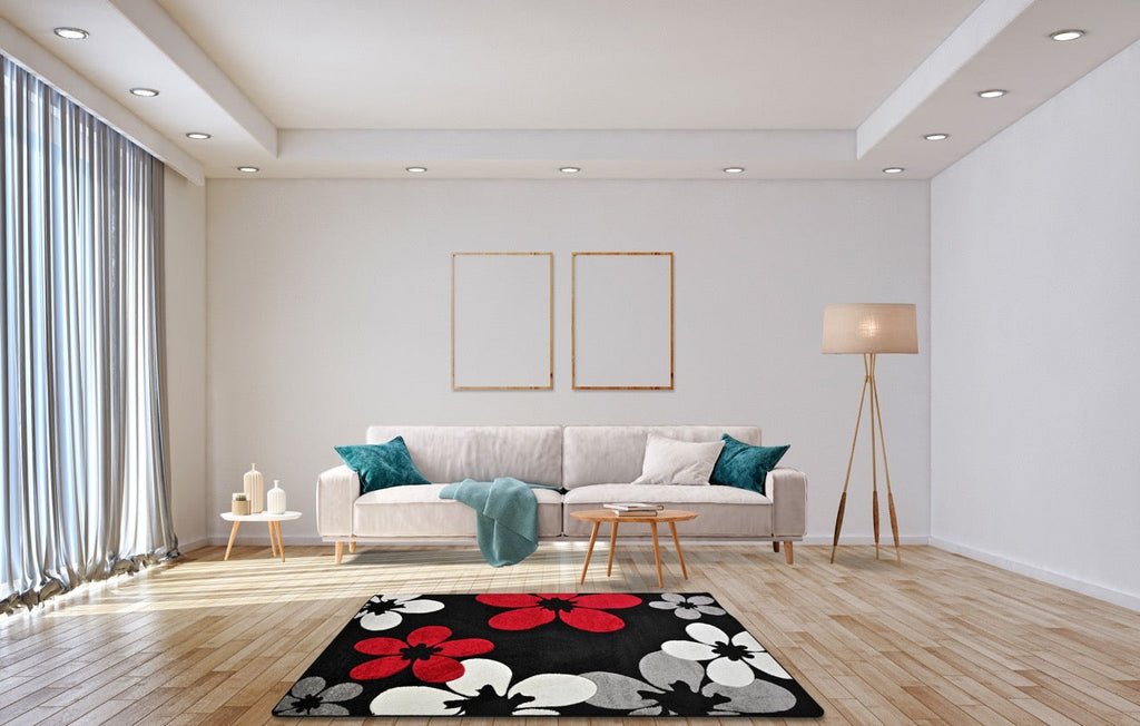 Margaret Flower Black - Red Szőnyeg 80 x 150 cm Huzziyas Home